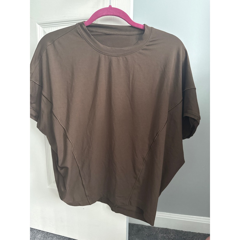 Lululemon Cates T-Shirt Java Brown Short Sleeve Boxy Cropped Tee Size medium